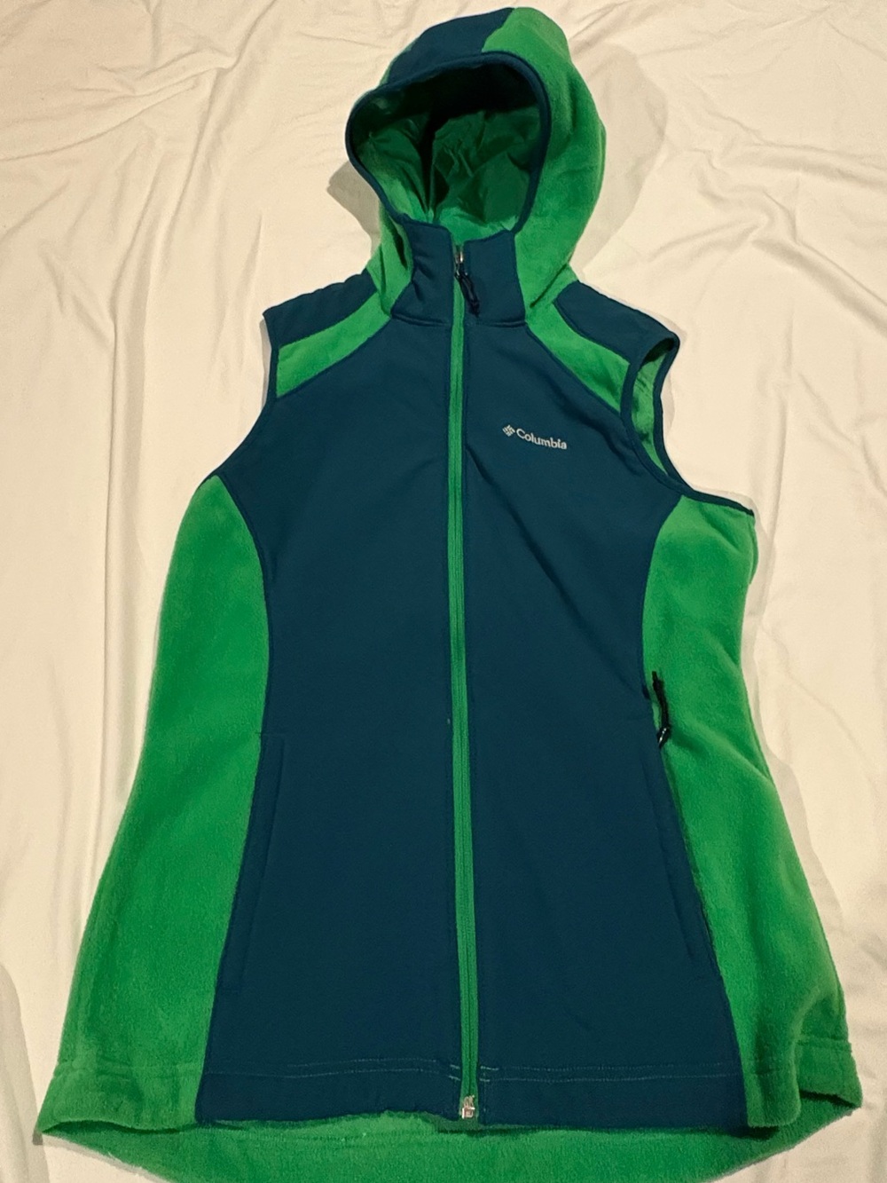 Columbia Fleece Vest Green Outdoor Zip Up Pockets Men’s Size:Medium